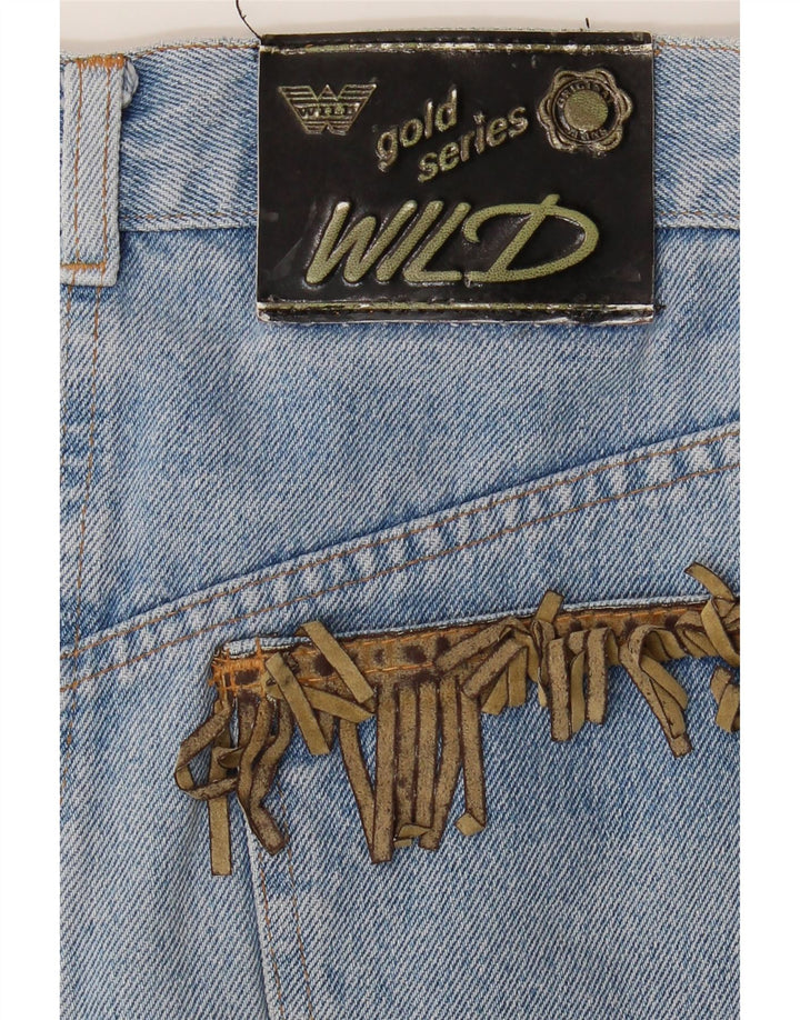 Gonna in denim da donna selvaggia W30 blu medio