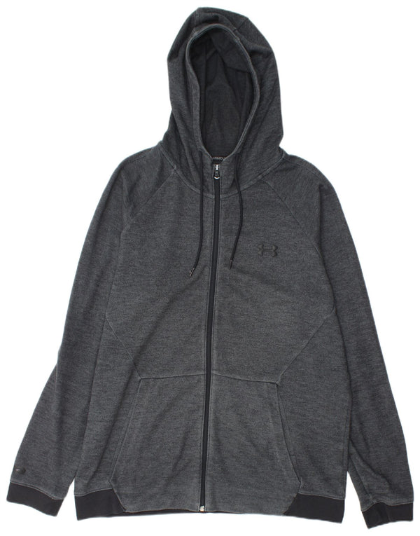 Felpa con cappuccio e zip da uomo UNDER ARMOUR XL in cotone grigio