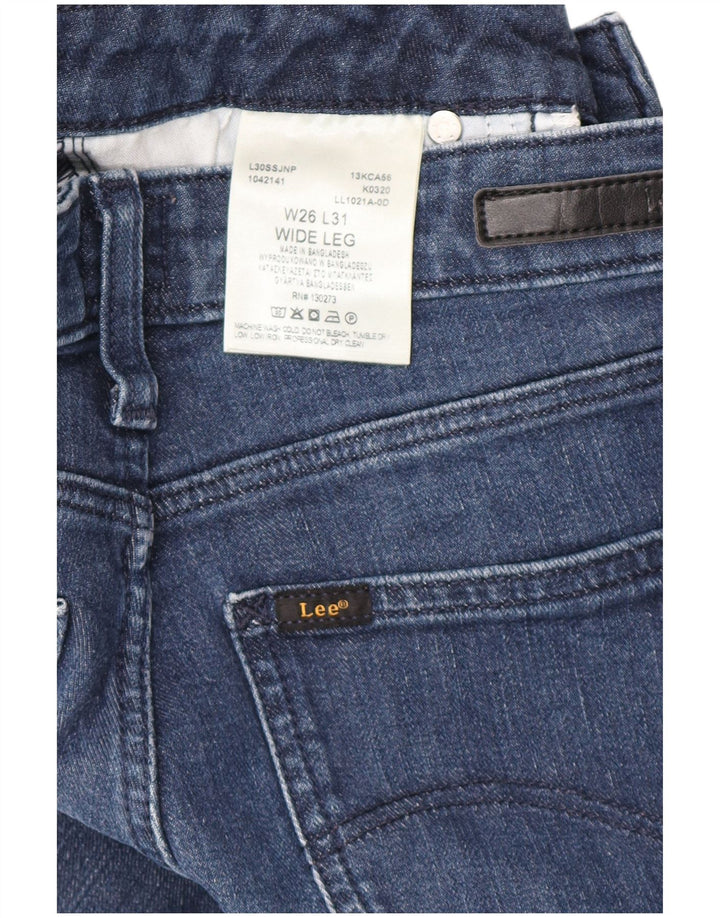 Jeans LEE da donna a vita alta con gamba larga corta W26 L25 cotone blu