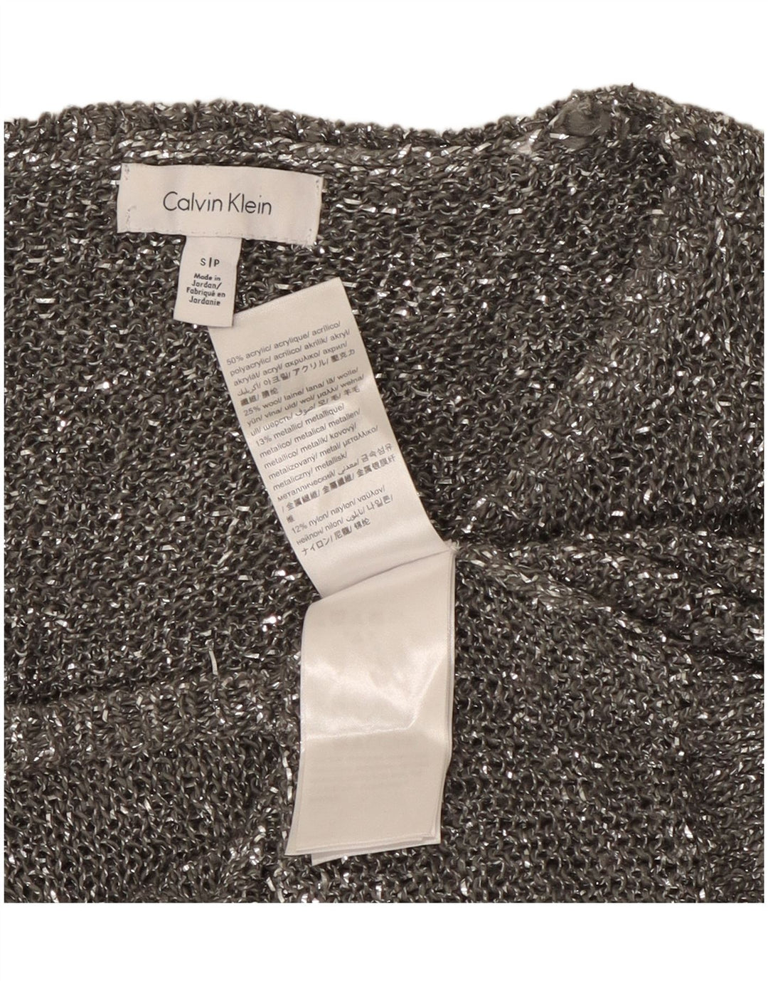 Maglione maglione con scollo a barca da donna Calvin Klein UK 10 piccolo grigio moderno