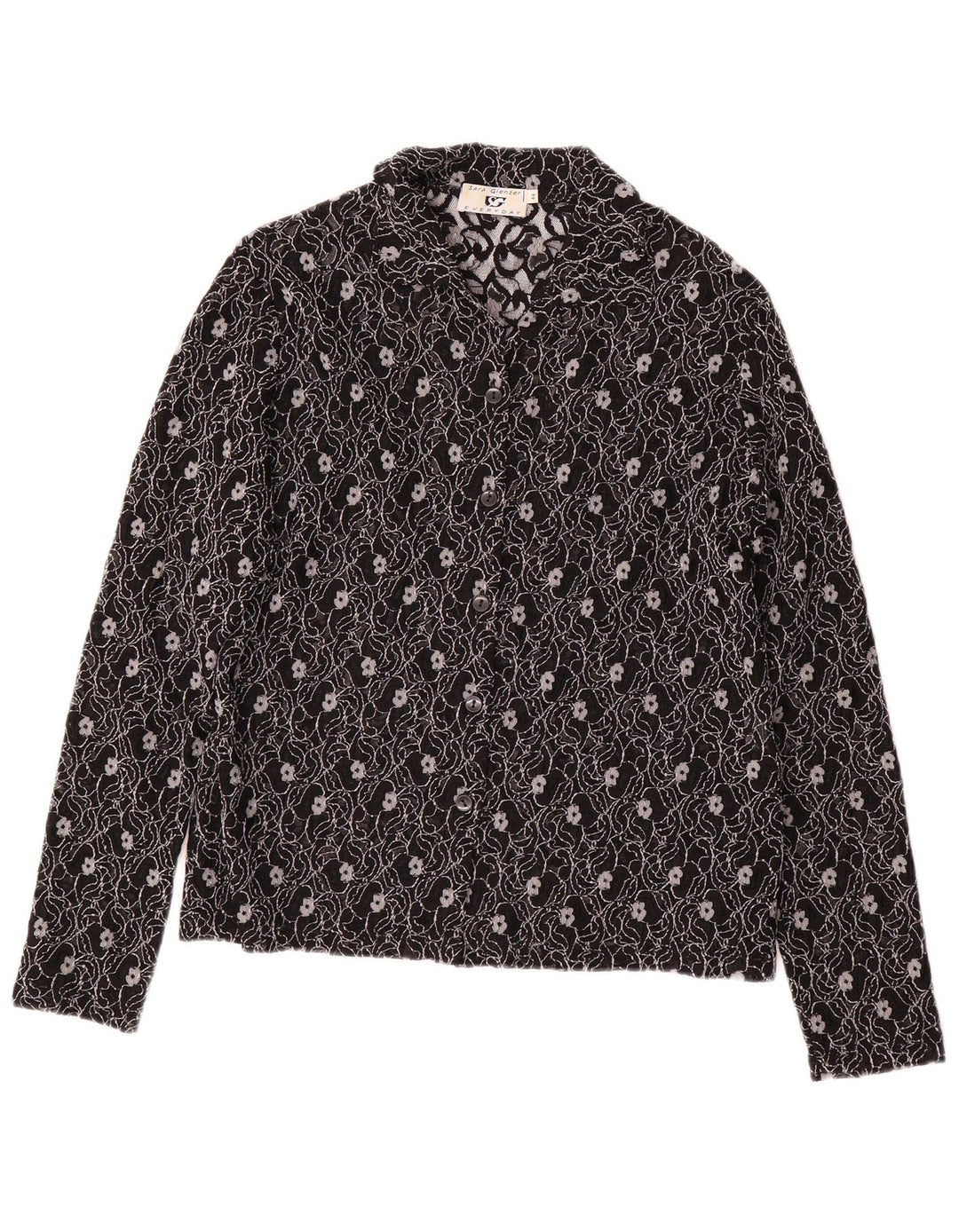 SARA GLENZER Camicia Camicetta Donna IT 44 Medio Nero Floreale