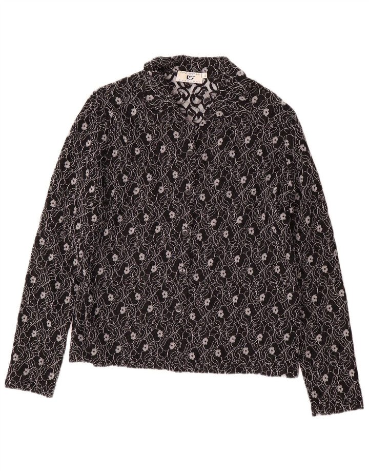 SARA GLENZER Camicia Camicetta Donna IT 44 Medio Nero Floreale