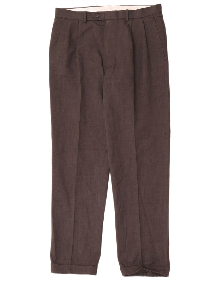 Pantaloni da abito con pegging da uomo Marks & Spencer W34 L33 poliestere grigio