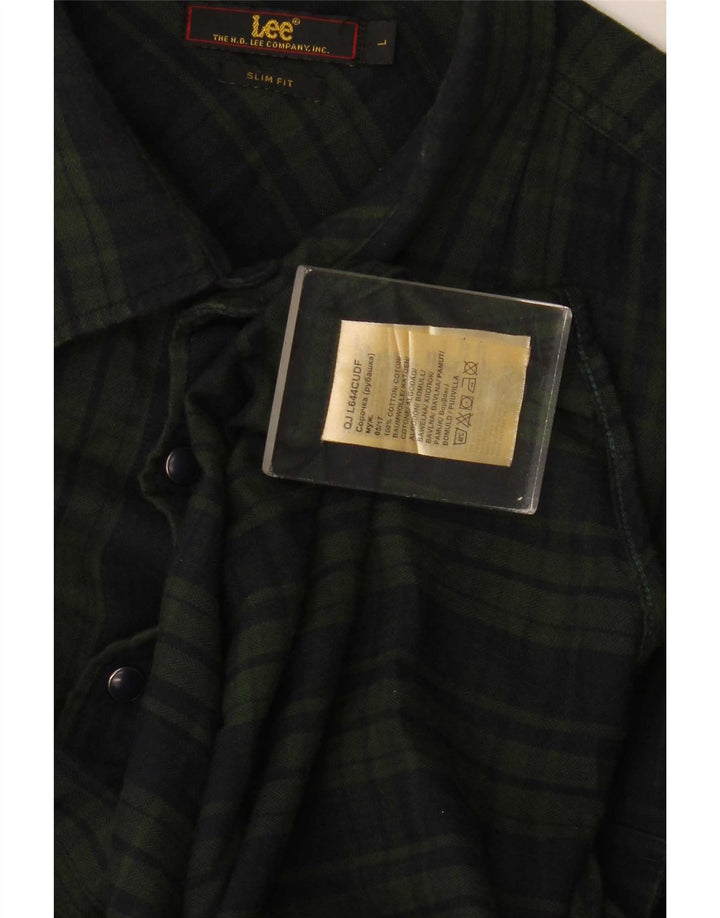 Camicia Lee da uomo slim fit in flanella, cotone a quadri verdi grandi