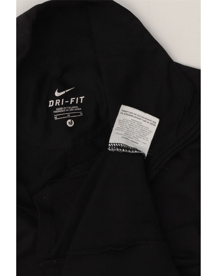 NIKE Top da tuta pullover con zip e collo Dri Fit da donna UK 12 medio blu navy