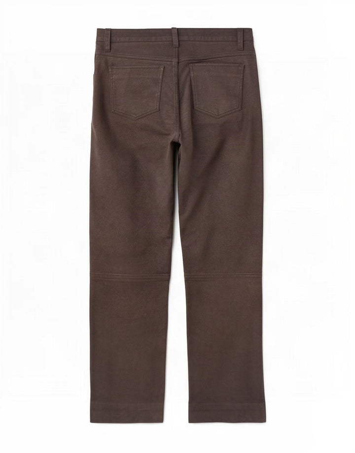 Pantaloni dritti in pelle vintage da uomo W34 L32 Marrone