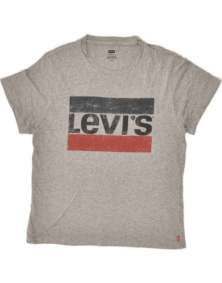 LEVI'S Womens Graphic T-Shirt Top UK 10 Small Grey Cotton | Vintage Levi's | Thrift | Second-Hand Levi's | Used Clothing | Messina Hembry 