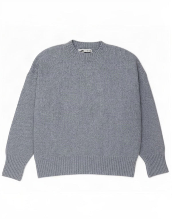 Maglione girocollo oversize da donna Zara UK 10 piccolo poliestere grigio