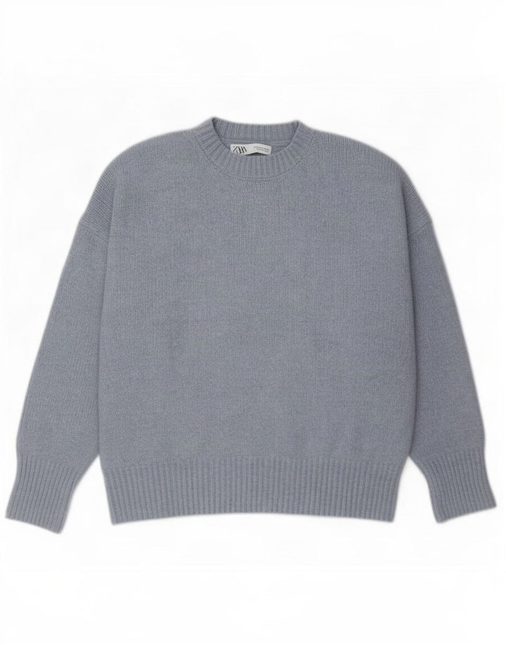 Maglione girocollo oversize da donna Zara UK 10 piccolo poliestere grigio