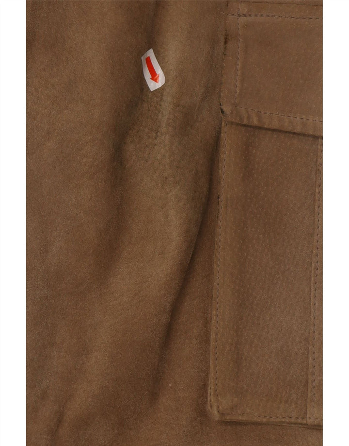 JOHN F GEE Pantaloni cargo dritti in pelle scamosciata da uomo EU 50 Large W34 L32 Beige