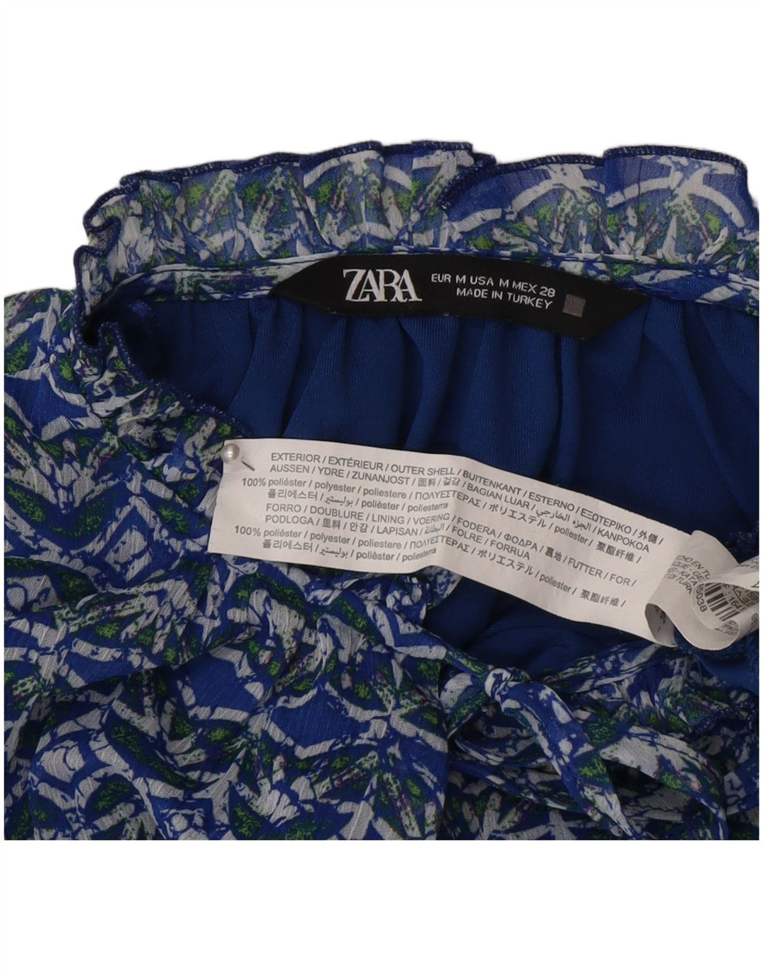 Abito a strati a maniche lunghe da donna Zara UK 12 Poliestere floreale blu medio