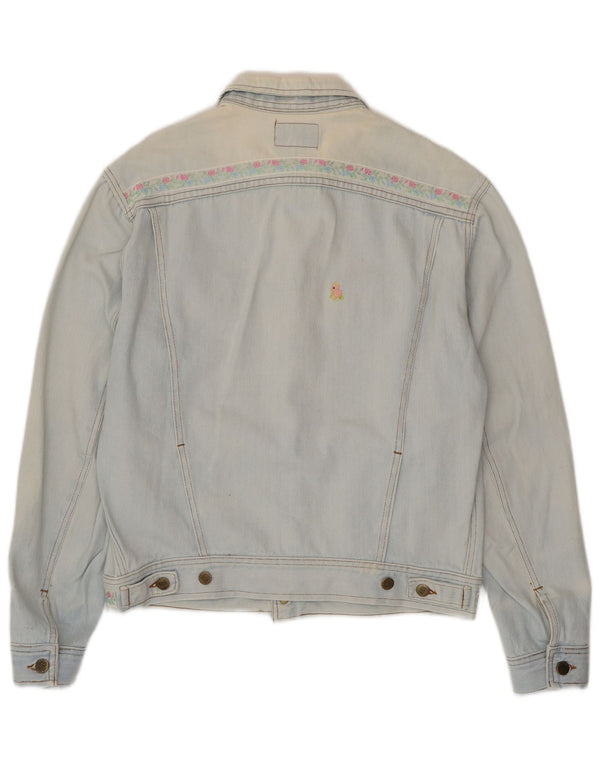 RIFLE Giacca in denim da donna UK 18 XL Cotone floreale blu