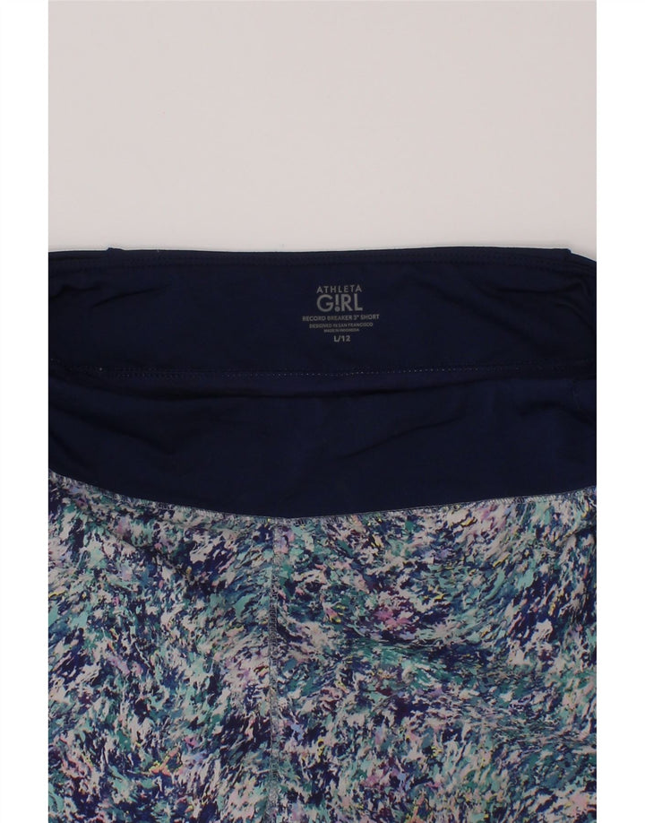 Pantaloncini sportivi Athleta Girls modello astratto 11-12 anni grandi blu navy