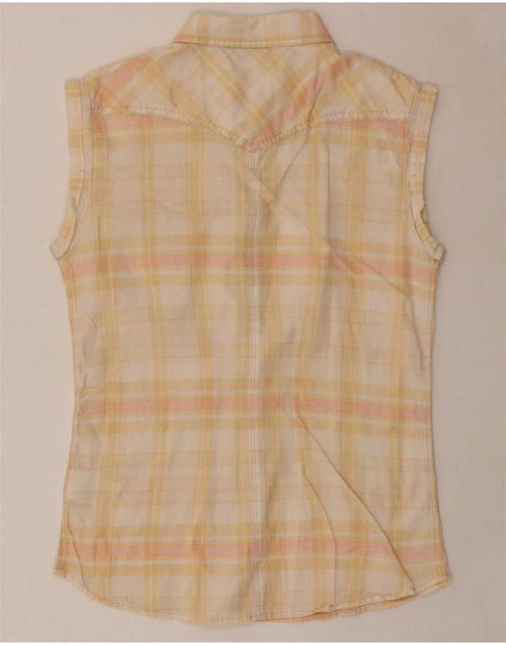 Camicia senza maniche da donna Wrangler UK 12 medio giallo a quadri