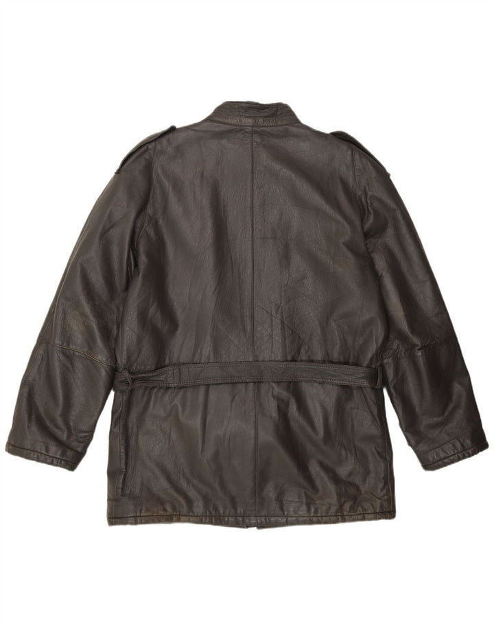 Giacca in pelle militare vintage da uomo IT 50 grande in pelle grigia
