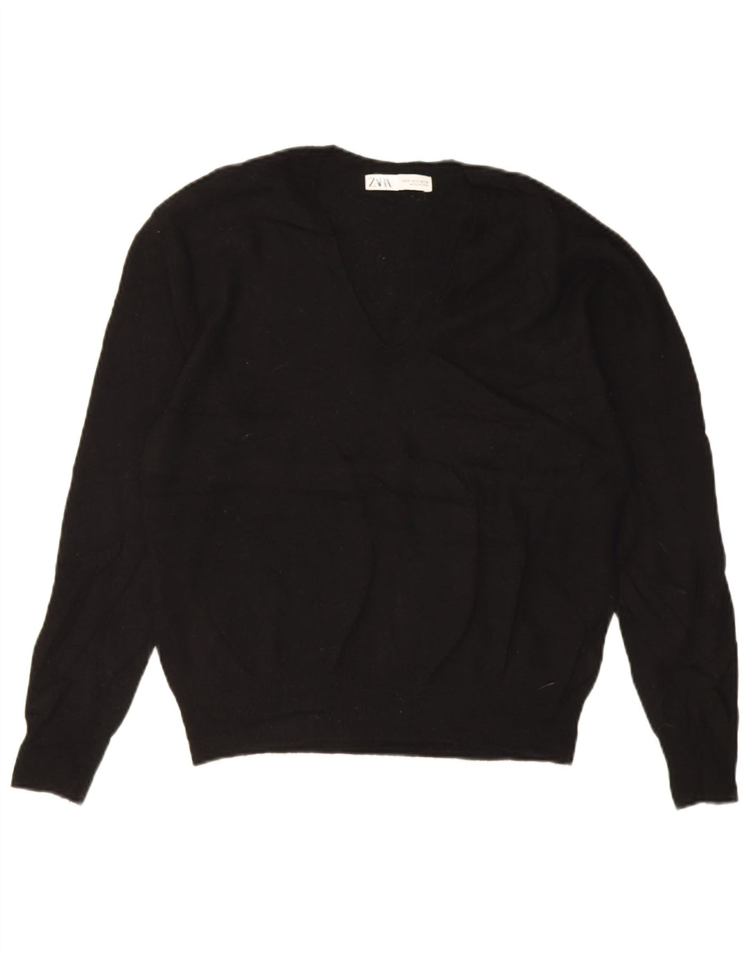 Maglione oversize con scollo a V da donna Zara UK 10 piccolo in lana nera