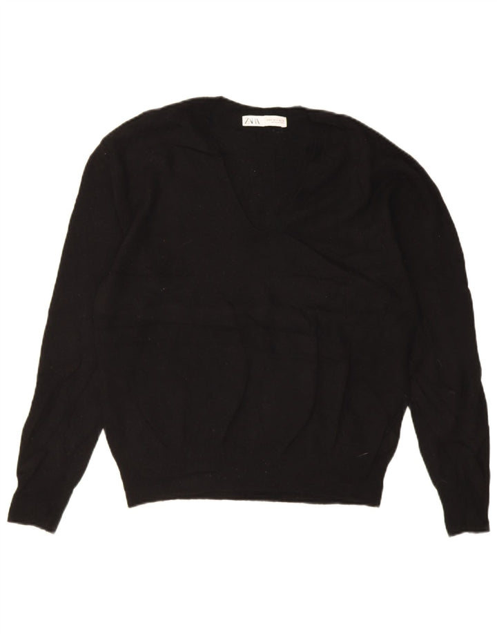 Maglione oversize con scollo a V da donna Zara UK 10 piccolo in lana nera