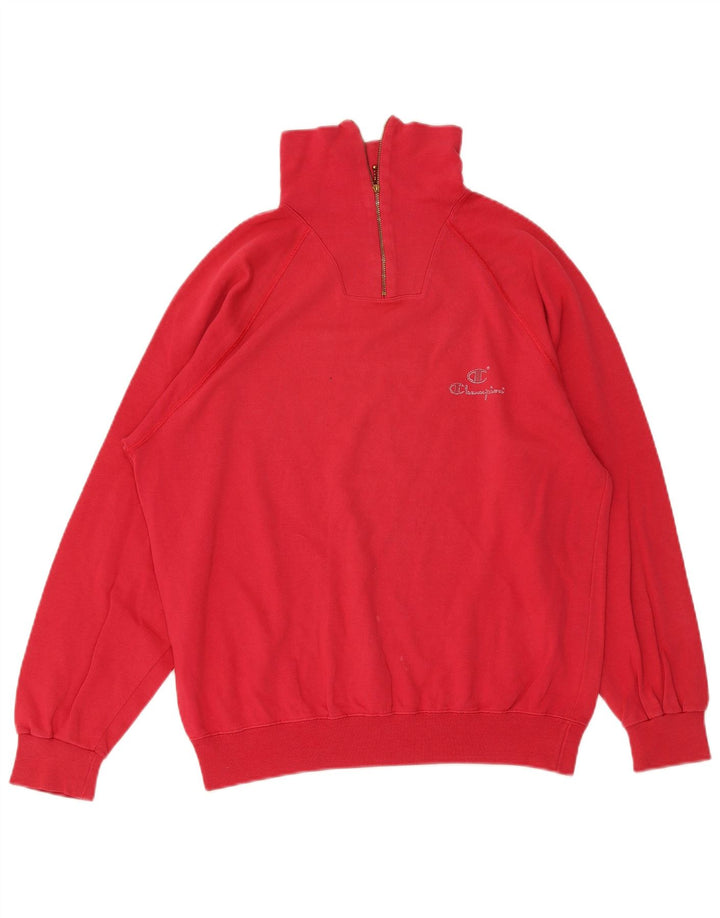 Felpa Champion da uomo con zip e collo, grande, rossa
