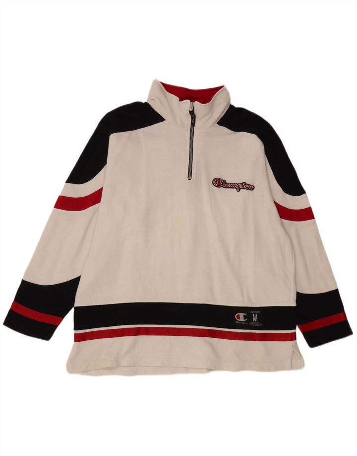 Felpa Champion da uomo con grafica con zip e collo, maglione, colore bianco medio