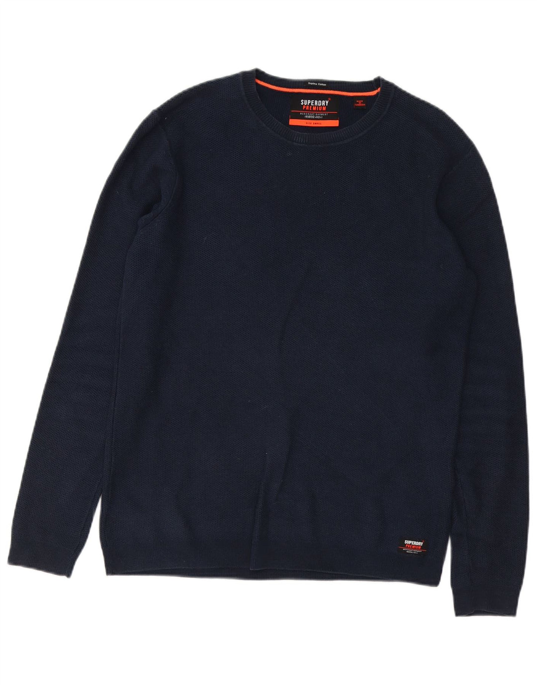 Maglione maglione girocollo da uomo Superdry piccolo in cotone blu navy