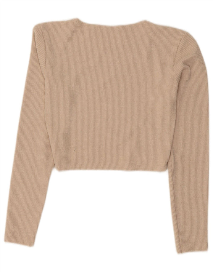 Top corto da donna Zara a maniche lunghe UK 12 Poliestere beige medio