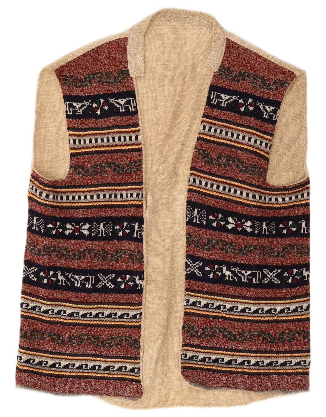 Gilet aperto da uomo vintage UK 38 medio bordeaux geometrico