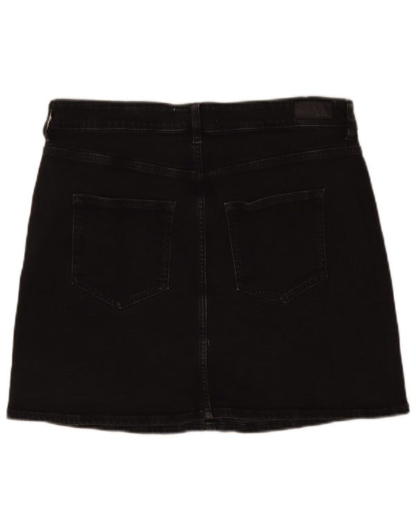 Mini gonna di jeans da donna Fat Face UK 12 media W32 cotone nero