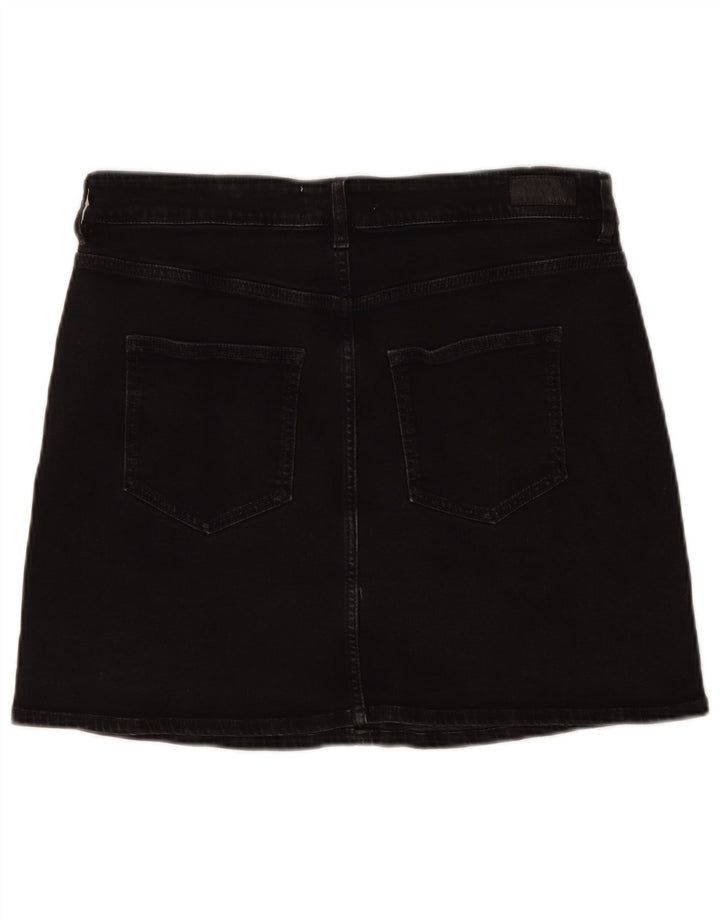 Mini gonna di jeans da donna Fat Face UK 12 media W32 cotone nero