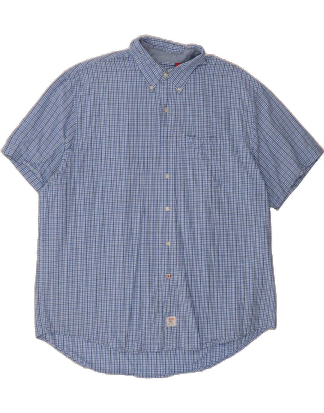 IZOD Mens Short Sleeve Shirt 2XL Blue Check Vintage Izod and Second-Hand Izod from Messina Hembry 