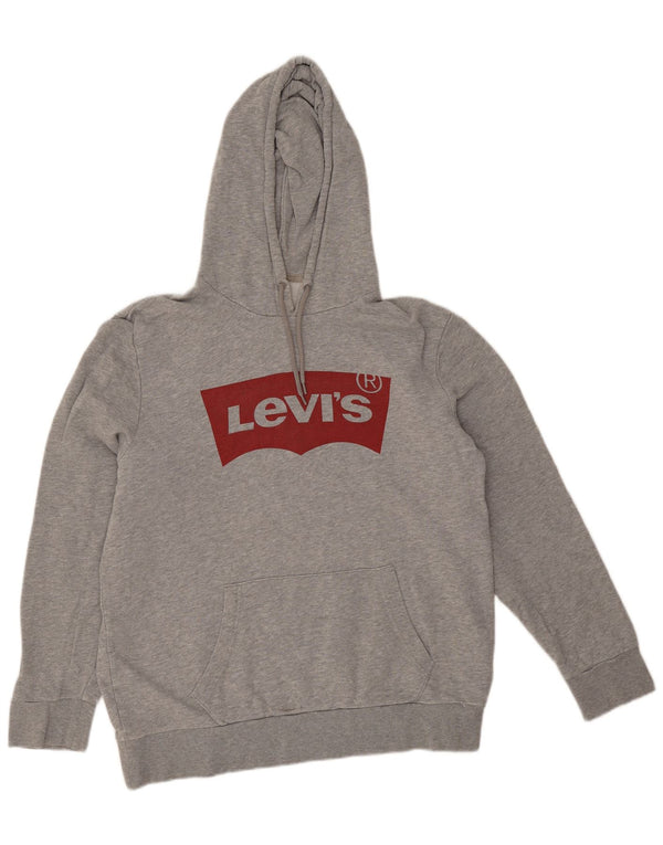 Maglione con cappuccio grafico da uomo Levi's Large in cotone grigio