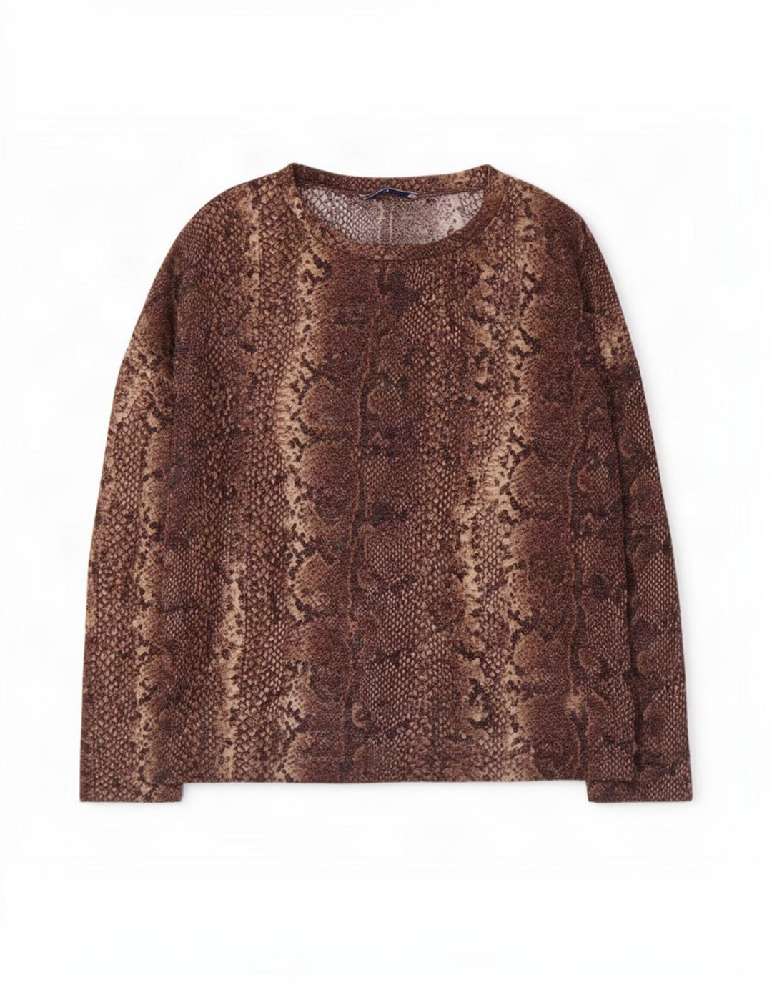 Top Zara da donna con maniche a 3/4 UK 14 marrone medio stampa animalier
