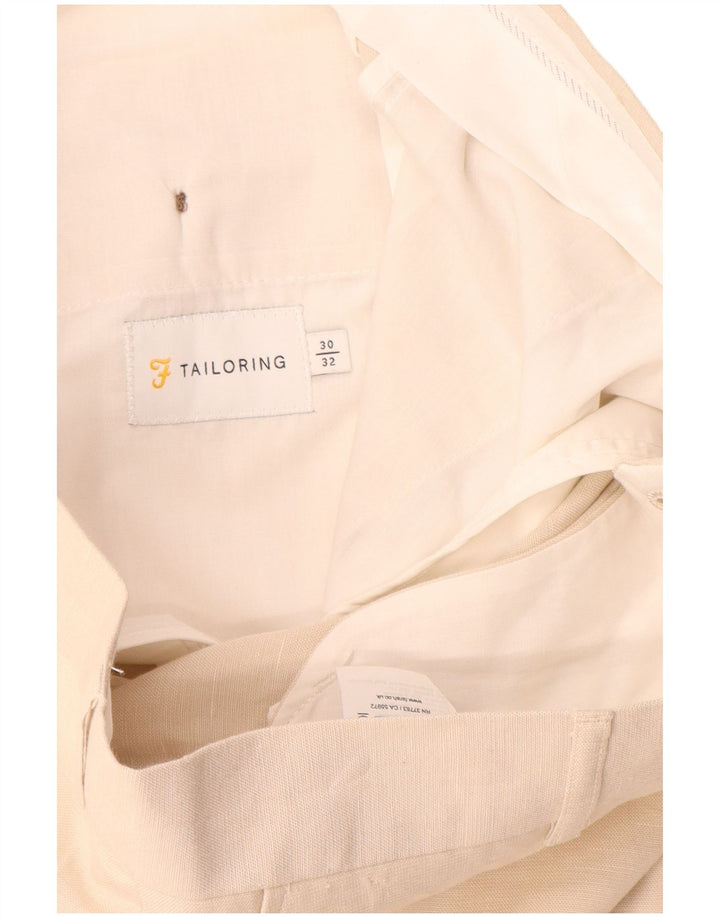 Pantaloni da abito dritti da uomo Farah W30 L32 Poliestere beige