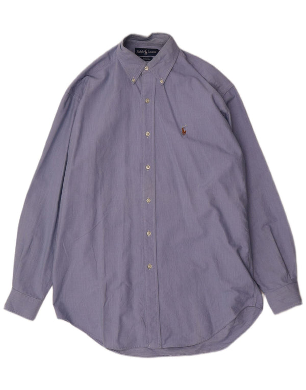 RALPH LAUREN Camicia da uomo Blake ampia vestibilità piccola in cotone gessato blu