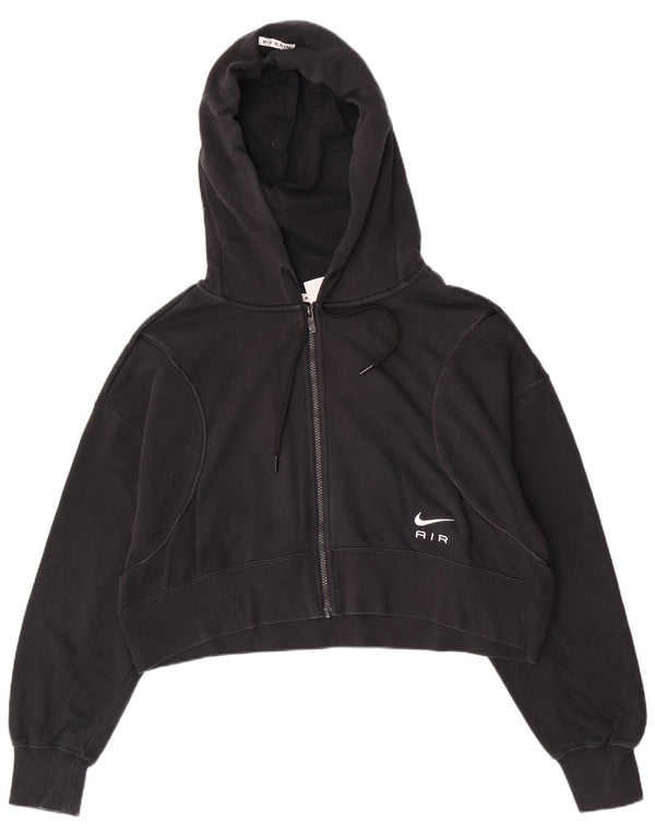 Maglione con cappuccio e zip corta Nike da donna UK 14 cotone nero medio
