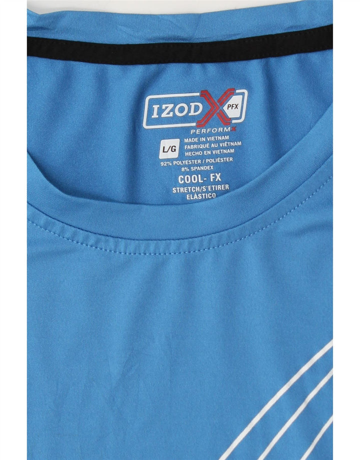 T-shirt da uomo Izod Top in poliestere a righe blu grandi