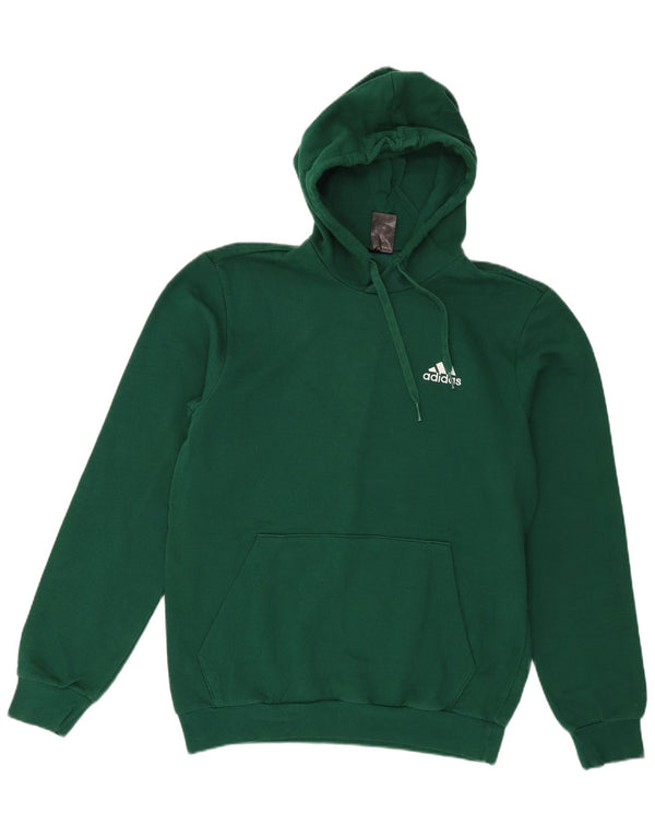 Felpa con cappuccio da uomo Adidas in cotone verde medio