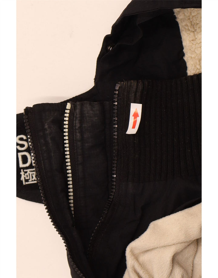 Giacca a vento con cappuccio grafica da donna Superdry UK 14 media nera