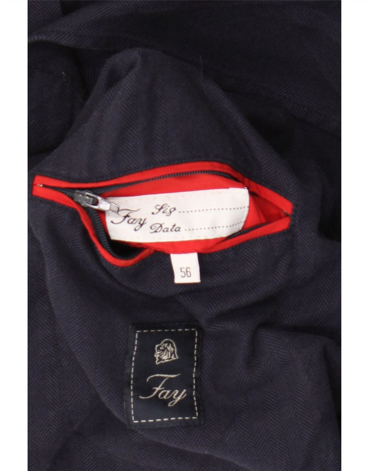 Giacca blazer da uomo a 3 bottoni Fay IT 56 3XL Blu navy a spina di pesce