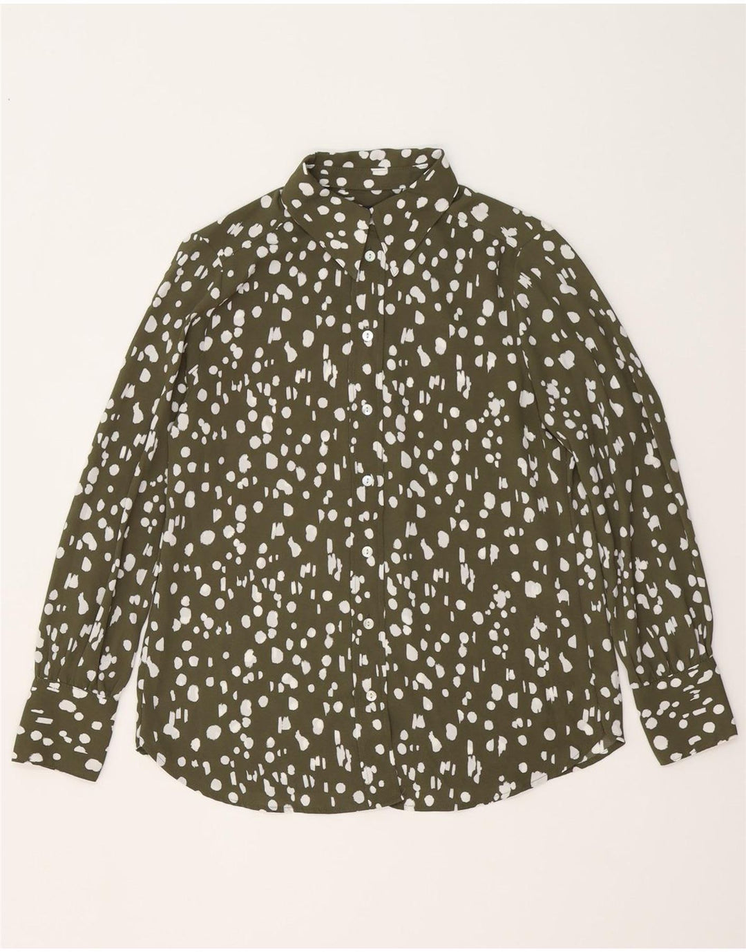 Camicia oversize da donna Marks & Spencer UK 10 Small Poliestere screziato color kaki