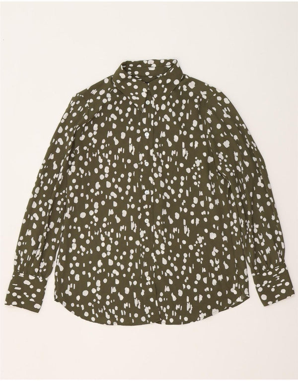 Camicia oversize da donna Marks & Spencer UK 10 Small Poliestere screziato color kaki