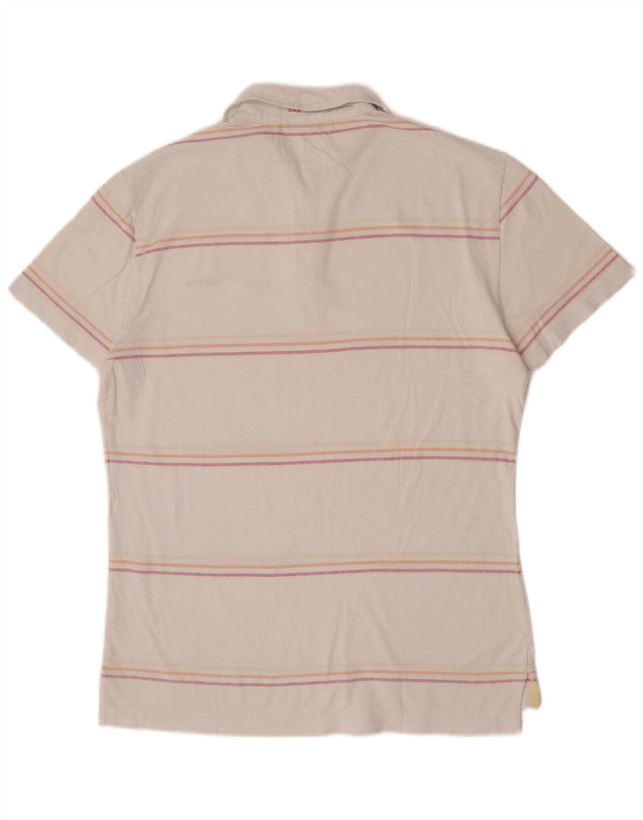 Polo da uomo Gas in cotone a righe medie bianche