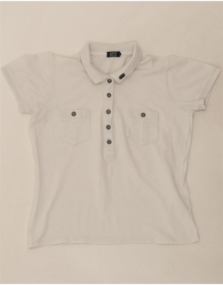 AVIREX Womens Polo Shirt UK 14 Large White Cotton Vintage Avirex and Second-Hand Avirex from Messina Hembry 