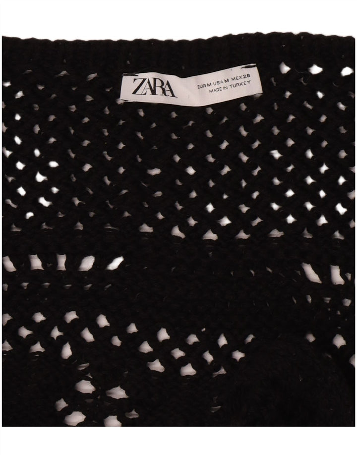 Top corto all'uncinetto senza maniche da donna Zara UK 12 medio nero