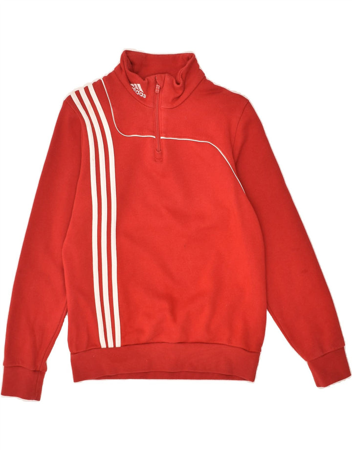 ADIDAS Boys Zip Neck Sweatshirt Jumper 11-12 Years Red Cotton | Vintage Adidas | Thrift | Second-Hand Adidas | Used Clothing | Messina Hembry 