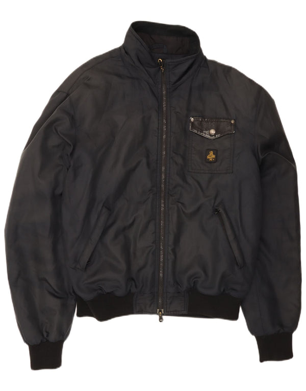 REFRIGIWEAR Mens Bomber Jacket UK 40 Large Navy Blue Polyamide