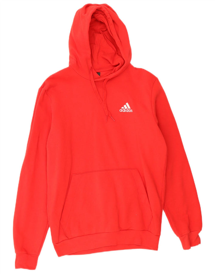 Felpa con cappuccio da uomo Adidas in cotone rosso medio