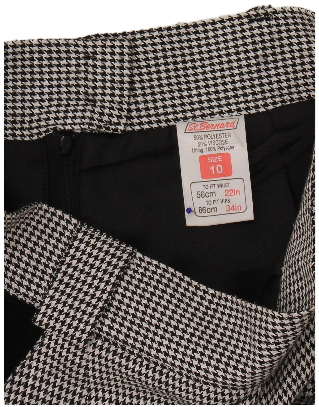 Gonna a tubino da donna St. Bernard UK 10 piccola W25 pied de poule nera