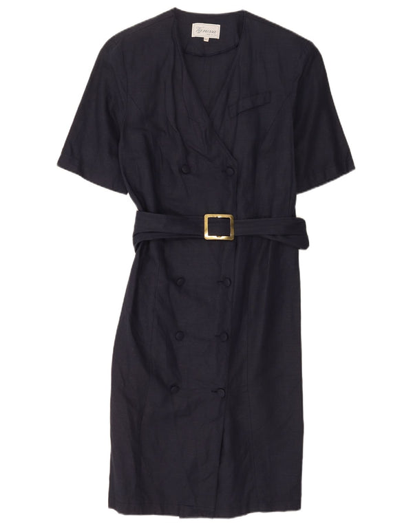 Abito Chemisier a Maniche Corte Donna Vanessa IT 44 Medio Blu Navy in Cotone