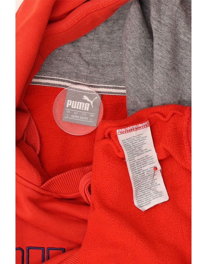 Felpa con cappuccio grafica da uomo Puma Large in cotone rosso