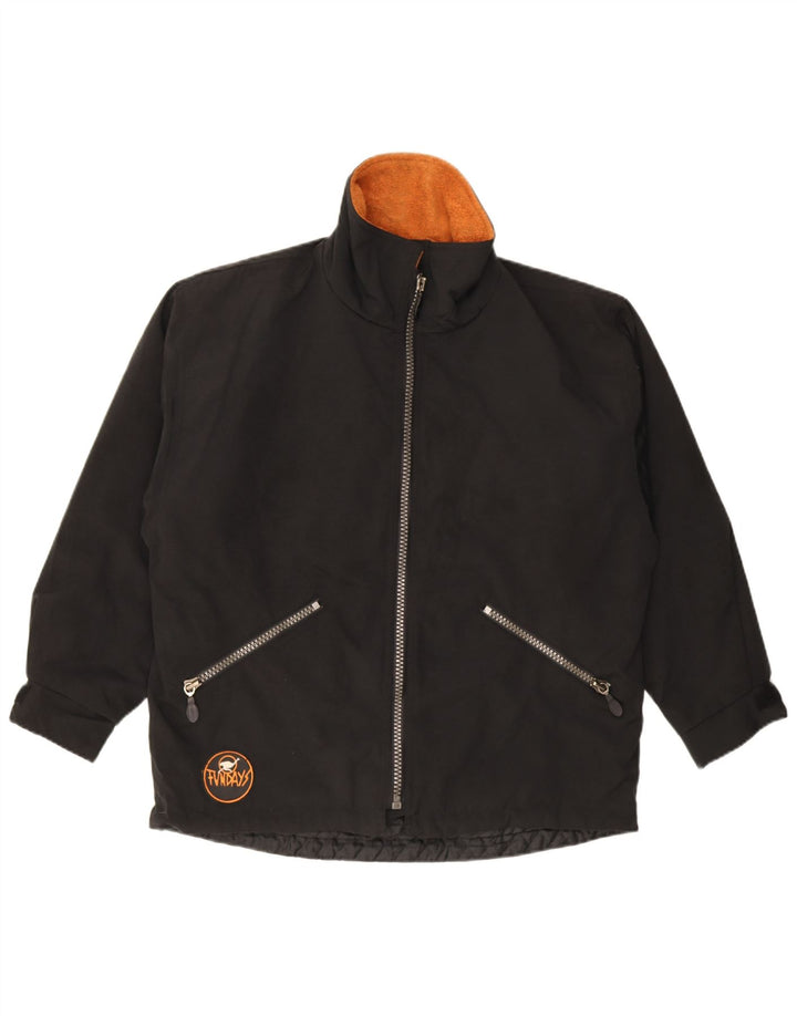 Giacca a vento vintage da uomo vestibilità ampia UK 36 piccola in poliestere nero